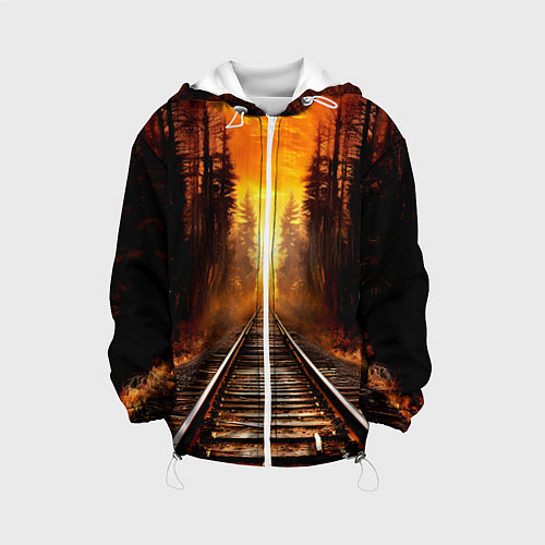Детская куртка Железная дорога на закате / 3D-Белый – фото 1