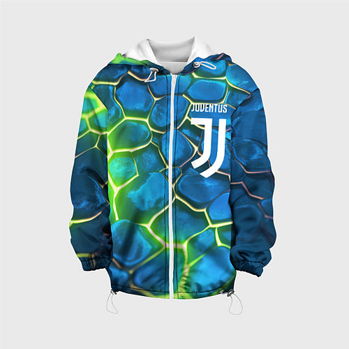 Детская куртка Juventus blue green neon / 3D-Белый – фото 1