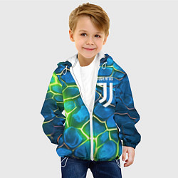 Куртка с капюшоном детская Juventus blue green neon, цвет: 3D-белый — фото 2