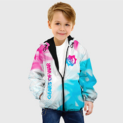 Куртка с капюшоном детская Gears of War neon gradient style: надпись, символ, цвет: 3D-черный — фото 2