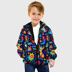 Куртка с капюшоном детская Космические веселые монстрики, цвет: 3D-черный — фото 2