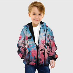 Куртка с капюшоном детская Цветочная аура, цвет: 3D-черный — фото 2