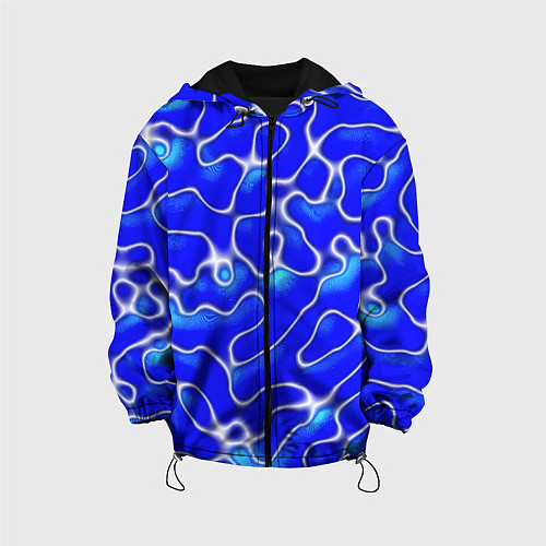 Детская куртка Синий волнистый рисунок / 3D-Черный – фото 1