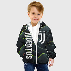 Куртка с капюшоном детская Juventus dark green logo, цвет: 3D-белый — фото 2