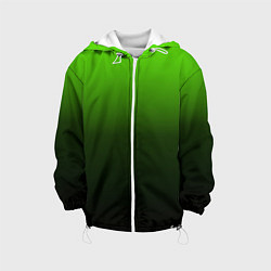 Куртка с капюшоном детская Градиент ядовитый зеленый - черный, цвет: 3D-белый