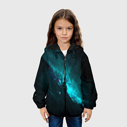 Куртка с капюшоном детская Голубое свечение в космосе, цвет: 3D-черный — фото 2