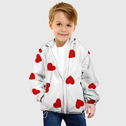 Куртка с капюшоном детская Красные сердечки на белом, цвет: 3D-белый — фото 2