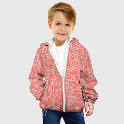 Куртка с капюшоном детская Цветочный персиковый, цвет: 3D-белый — фото 2