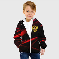 Куртка с капюшоном детская Золотистый герб России, цвет: 3D-белый — фото 2