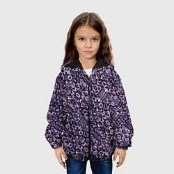 Куртка с капюшоном детская Фиолетовый паттерн узоры, цвет: 3D-черный — фото 2