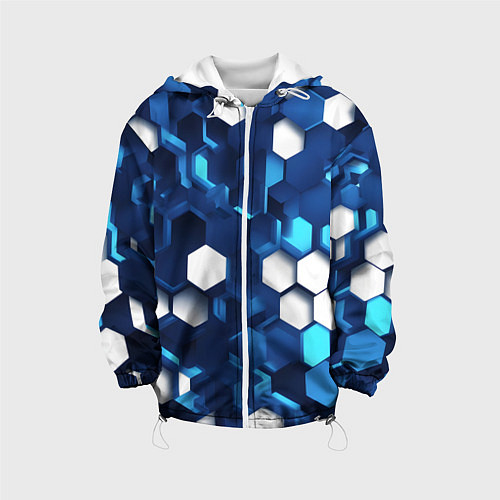 Детская куртка Cyber hexagon Blue / 3D-Белый – фото 1