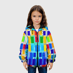 Куртка с капюшоном детская Colorful strips - pop art - vogue, цвет: 3D-черный — фото 2