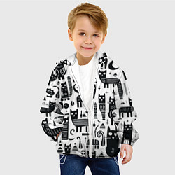 Куртка с капюшоном детская Кошки абстрактный узор, цвет: 3D-белый — фото 2