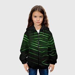 Куртка с капюшоном детская Green abstract dark background, цвет: 3D-черный — фото 2