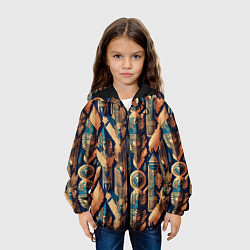 Куртка с капюшоном детская Золотые узоры Египта и Рима, цвет: 3D-черный — фото 2