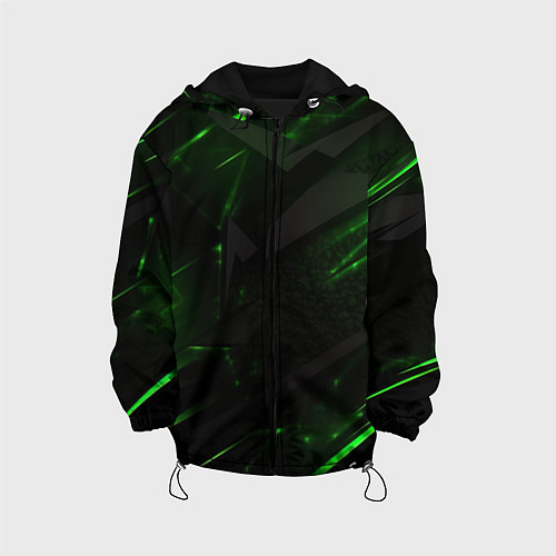 Детская куртка Dark black green abstract / 3D-Черный – фото 1