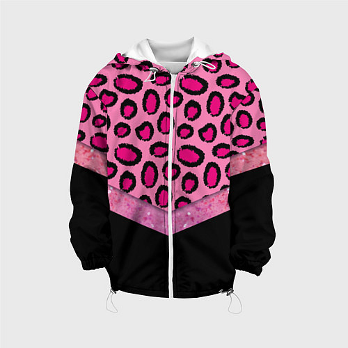 Детская куртка Розовый леопард и блестки принт / 3D-Белый – фото 1