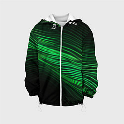 Куртка с капюшоном детская Green neon lines, цвет: 3D-белый