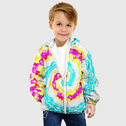 Куртка с капюшоном детская Тай-дай триппи, цвет: 3D-белый — фото 2