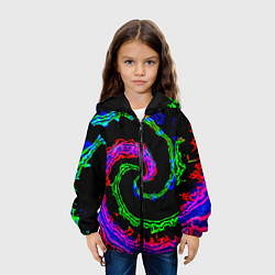 Куртка с капюшоном детская Тай-дай электро, цвет: 3D-черный — фото 2