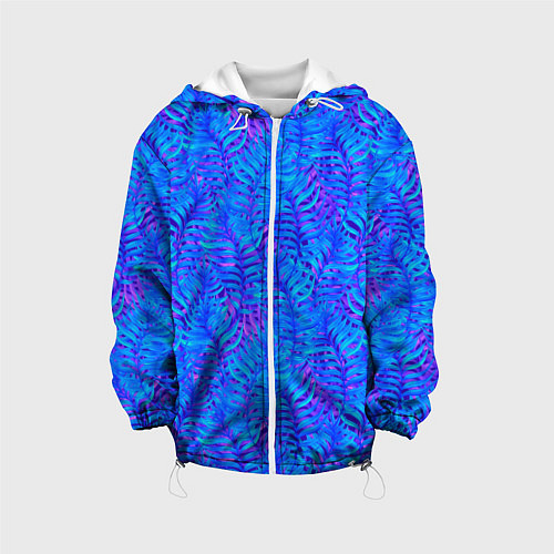 Детская куртка Синие неоновые листья / 3D-Белый – фото 1