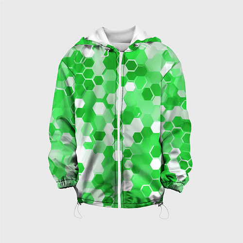 Детская куртка Кибер Hexagon Зелёный / 3D-Белый – фото 1
