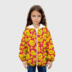 Куртка с капюшоном детская Расплывшийся смайлик на красном, цвет: 3D-белый — фото 2