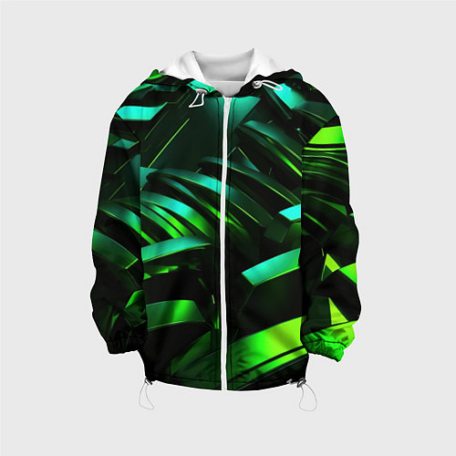 Детская куртка Dark green abstract / 3D-Белый – фото 1