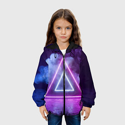 Куртка с капюшоном детская Неоновый треугольник в неоновом дыму, цвет: 3D-черный — фото 2