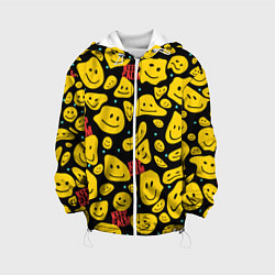 Куртка с капюшоном детская Смайлик сохраняй спокойствие, цвет: 3D-белый