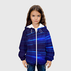 Куртка с капюшоном детская Яркие неоновые полосы - минимализм, цвет: 3D-белый — фото 2