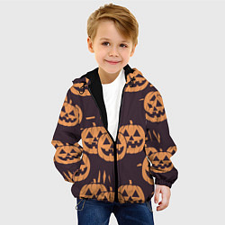 Куртка с капюшоном детская Фонарь джек в грандж стиле halloween тыква cartoon, цвет: 3D-черный — фото 2