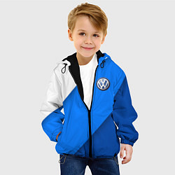 Куртка с капюшоном детская Volkswagen - голубые линии, цвет: 3D-черный — фото 2