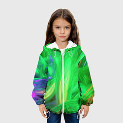 Куртка с капюшоном детская Зеленая абстракция, цвет: 3D-белый — фото 2