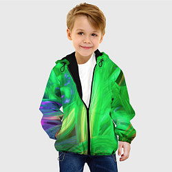 Куртка с капюшоном детская Зеленая абстракция, цвет: 3D-черный — фото 2