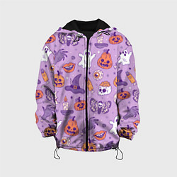 Куртка с капюшоном детская Halloween pattern арт, цвет: 3D-черный