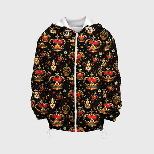 Детская куртка Сердечки в золотых коронах / 3D-Белый – фото 1