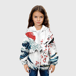 Куртка с капюшоном детская Хокусай большая волна в Канагаве - пародия укиё, цвет: 3D-белый — фото 2
