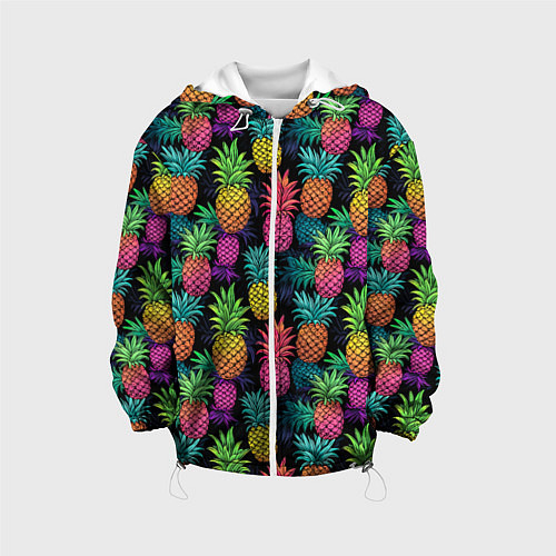 Детская куртка Разноцветные ананасы паттерн / 3D-Белый – фото 1