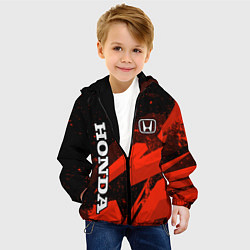 Куртка с капюшоном детская Honda - красная абстракция, цвет: 3D-черный — фото 2
