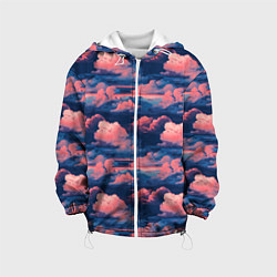 Куртка с капюшоном детская Волшебные сине розовые облока, цвет: 3D-белый