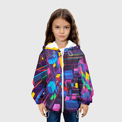 Куртка с капюшоном детская Пространство с кубами, цвет: 3D-белый — фото 2