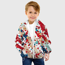 Куртка с капюшоном детская Новогодние линии красный синий, цвет: 3D-белый — фото 2