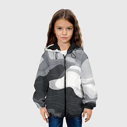 Куртка с капюшоном детская Волны монохрома, цвет: 3D-черный — фото 2