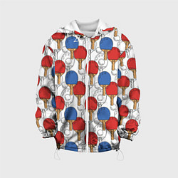 Куртка с капюшоном детская Настольный теннис - ракетки, цвет: 3D-белый