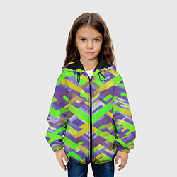Куртка с капюшоном детская Зелёные ретро стрелки, цвет: 3D-черный — фото 2
