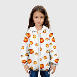 Куртка с капюшоном детская Оранжевые тыквы - паттерн, цвет: 3D-белый — фото 2