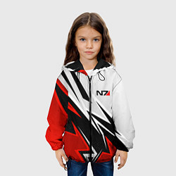 Куртка с капюшоном детская N7 mass effect - white and red, цвет: 3D-черный — фото 2