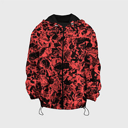 Куртка с капюшоном детская Каменная текстура коралловый, цвет: 3D-черный
