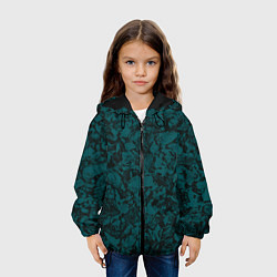 Куртка с капюшоном детская Текстура каменная тёмно-зелёный, цвет: 3D-черный — фото 2